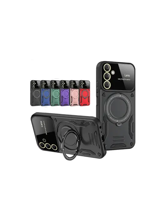 Samsung Galaxy S25 Plus Kılıf Joy Lens Standlı Kapak - Mor