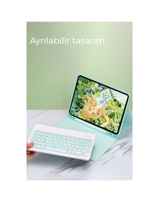 Samsung Galaxy X200 Tab A8 10.5 Kılıf Kc01 Smart Klavyeli Tablet Kılıfı - Siyah