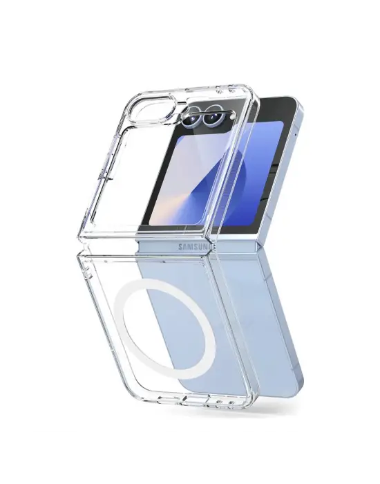 Samsung Galaxy Z Flip 6 Kılıf Magneticsafe Şeffaf Silikon - Şeffaf
