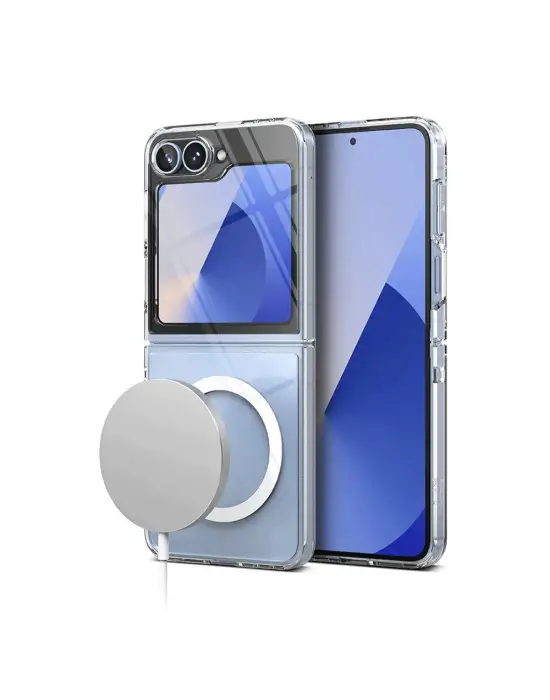 Samsung Galaxy Z Flip 6 Kılıf Magneticsafe Şeffaf Silikon - Şeffaf