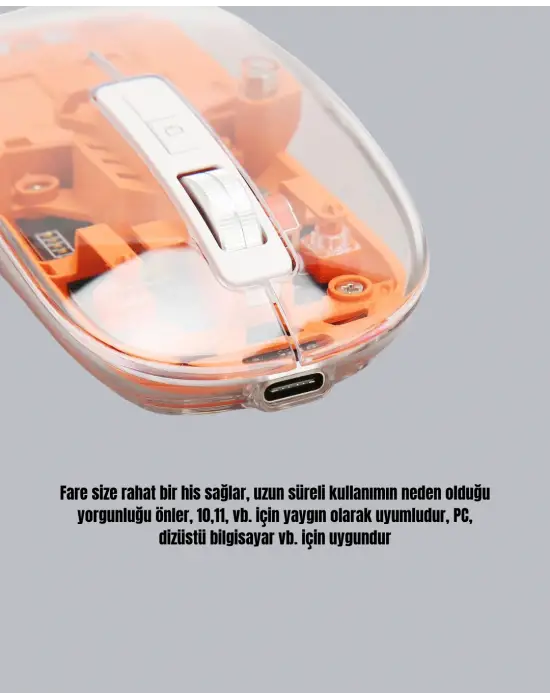 Şarjlı Ergonomik Fare – 1600 Dpı, Sessiz Tıklama Özellikli
