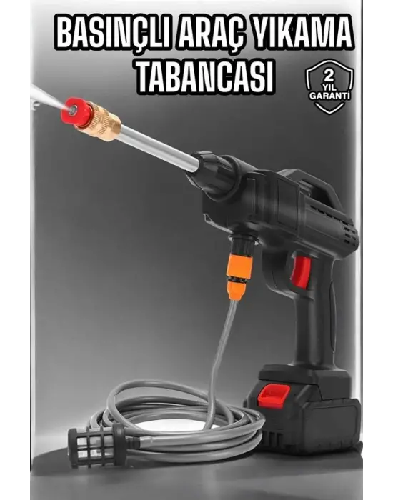Şarjlı Oto Yıkama Tabancası Su Basınçlı Hazneli Bataryalı
