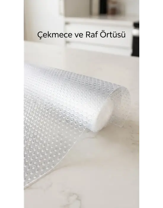 Şeffaf Pvc Kaydırmaz Raflık Dolap İçi Çekmece Örtüsü 45x300 Cm