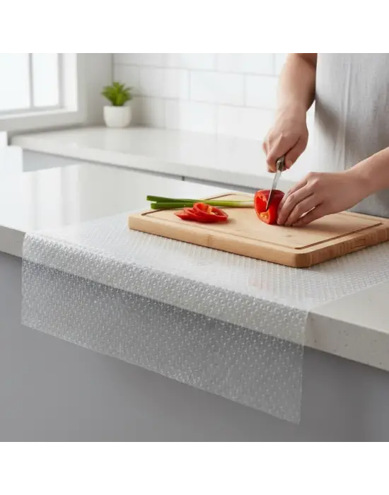 Şeffaf Pvc Kaydırmaz Raflık Dolap İçi Çekmece Örtüsü 45x300 Cm