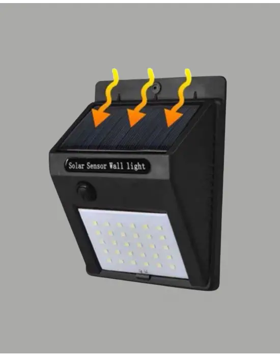 Sensörlü 20 Led Solar Duvar Lambası 3 Metre Algılama Mesafesi