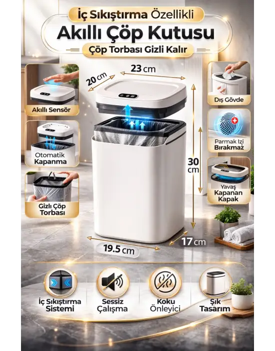 Sensörlü Çöp Kovası Otomatik Kapak Temassız