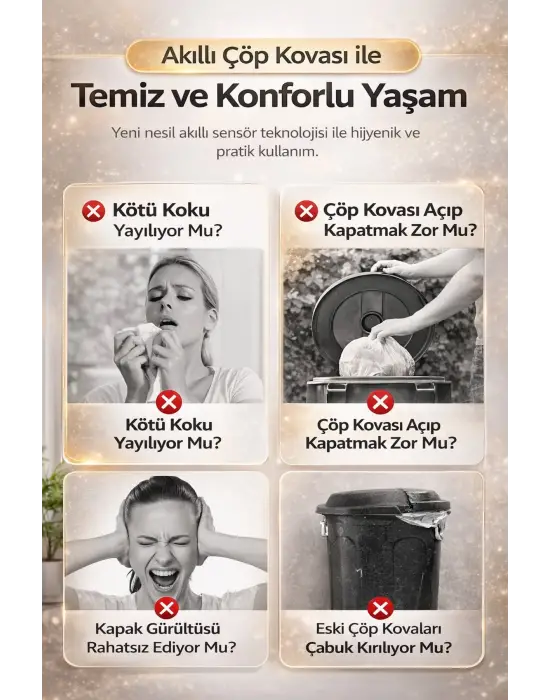 Sensörlü Çöp Kovası Otomatik Kapak Temassız