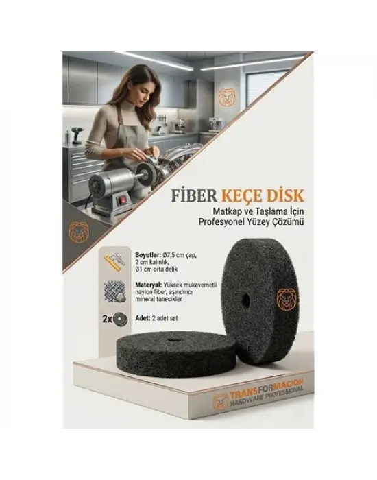 Sert Fiber Keçe Disk 75mm (2 Adet) Matkap Ucu Pas Sökücü Parlatma Taşı 723237