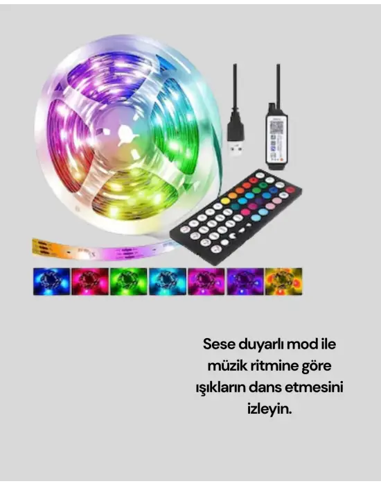 Sese Duyarlı 10m Smart Şerit Led Ios Android Kontrollü Rgb Işık