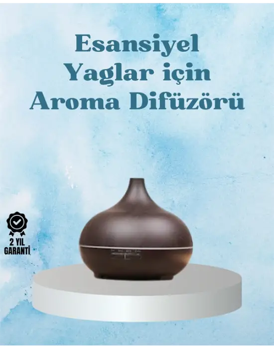 Sessiz Çalışan Aromaterapi Difüzörü – 4 Zaman Ayarlı, 7 Renkli Işık Seçeneği