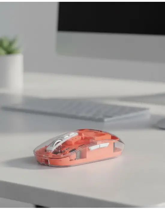 Sessiz Tıklamalı Şeffaf Mouse Bluetooth Ve Usb Uyumlu