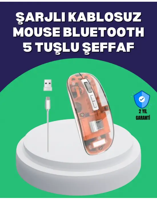 Sessiz Ve Ergonomik Kablosuz Fare - 30 Gün Kullanım, 2 Modlu Bağlantı