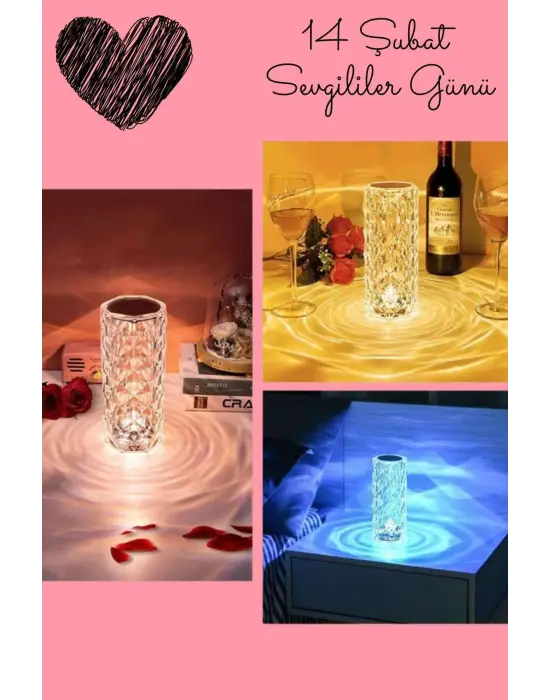 Sevgililer Gününe Özel Romantik Kristal Gece Lambası Sevgiliye Hediye
