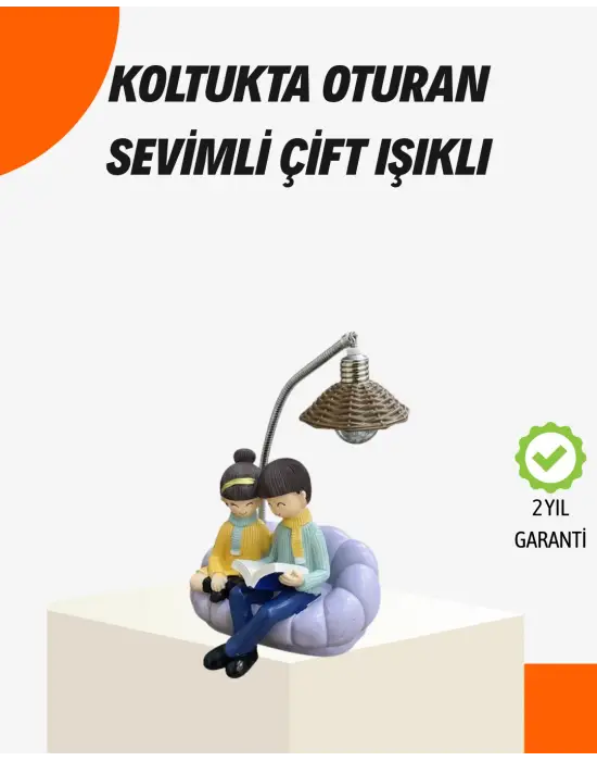 Sevgiliye Özel Çift Figürlü Led Masa Lambası Okuyan Çift Tasarım