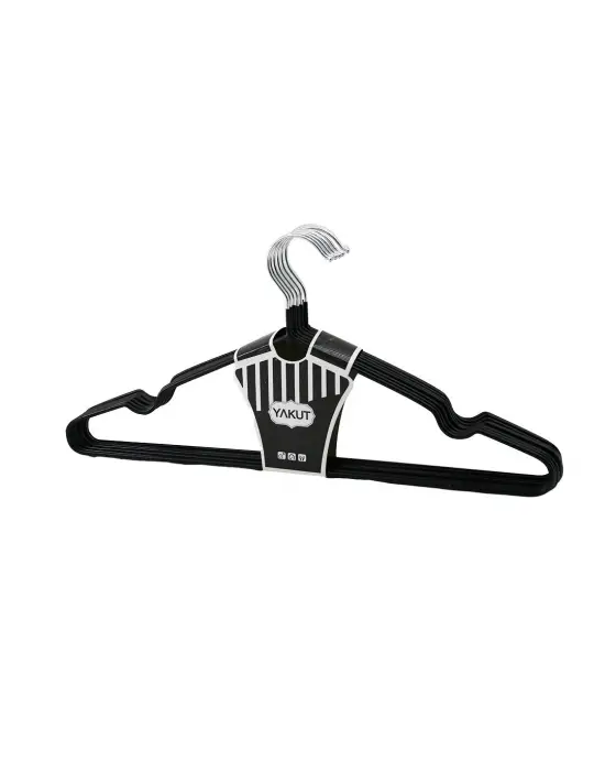 Siyah 10pcs Silikon Kaplamalı Metal Elbise Askısı