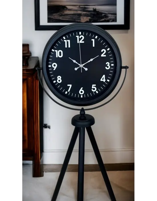Siyah Asil Standart Stil Tripod Ayaklı Saat