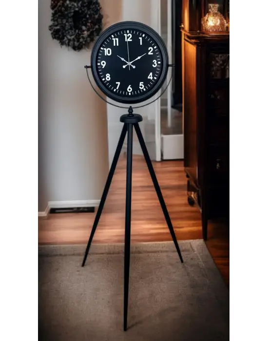 Siyah Asil Standart Stil Tripod Ayaklı Saat