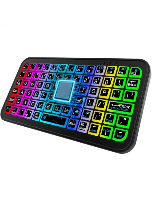 Siyah Kablosuz Mini Rgb Işıklı Klavye Bluetooth 5.2 İnce Tasarım
