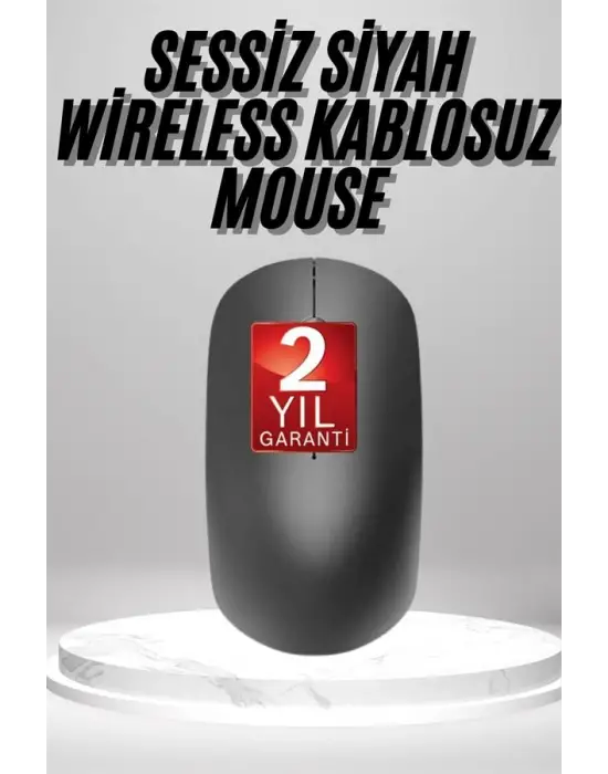 Siyah Kablosuz Mouse Wireless Mouse Minimal Tasarım