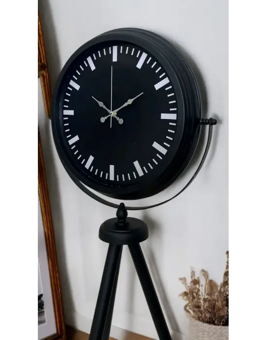 Siyah Lüks Sade Tripod Ayaklı Saat
