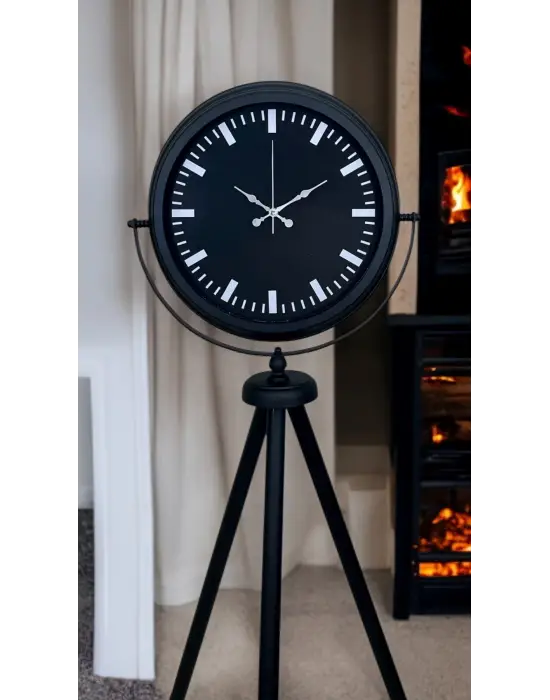 Siyah Lüks Sade Tripod Ayaklı Saat