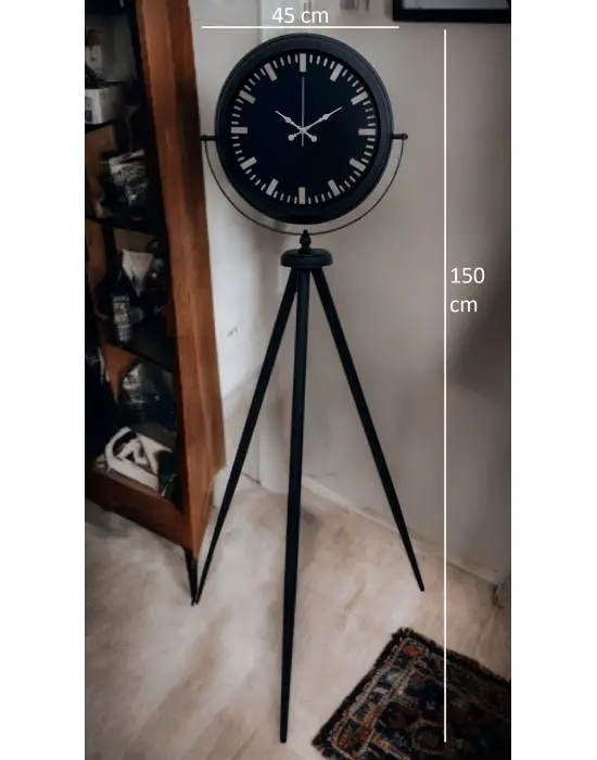 Siyah Lüks Sade Tripod Ayaklı Saat