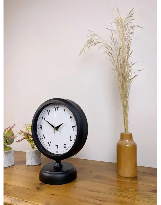 Siyah Metal Farsça Masa Saati 25×20 cm