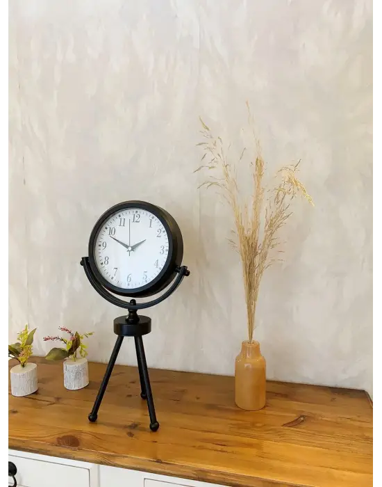 Siyah Metal Mini Tripod Masa Saati 45×26 cm