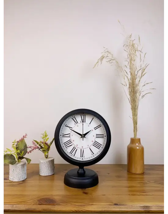 Siyah Metal Modern Masa Saati 25×20 cm