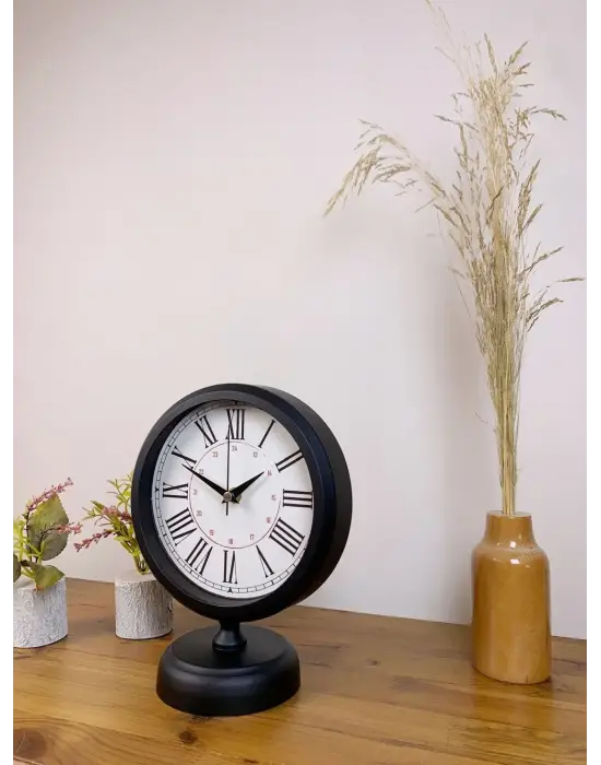Siyah Metal Modern Masa Saati 25×20 cm