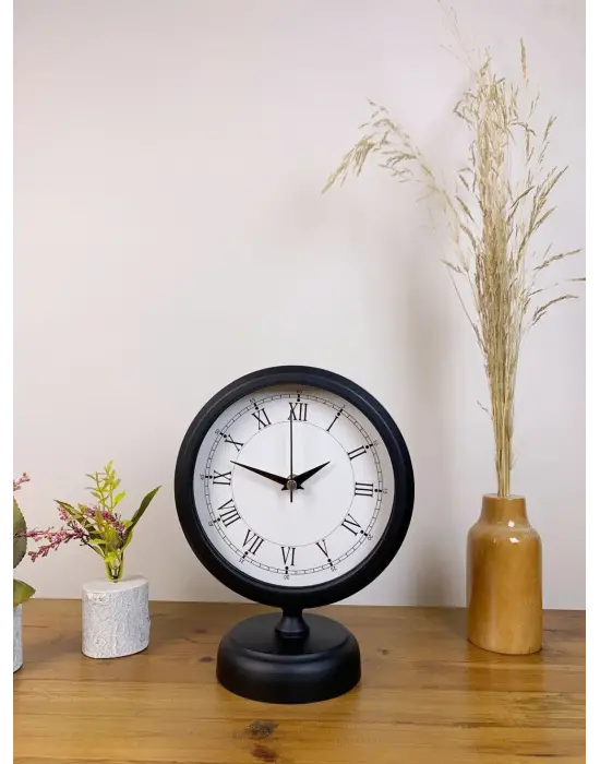 Siyah Metal Retro Masa Saati 25×20 cm