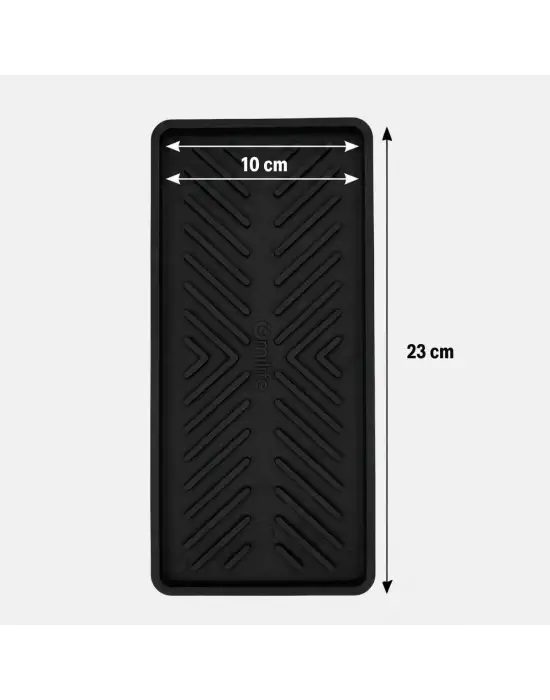 Siyah Silikon Yağdanlık Altlığı – Kaydırmaz Mutfak Organizer 23x10 Cm
