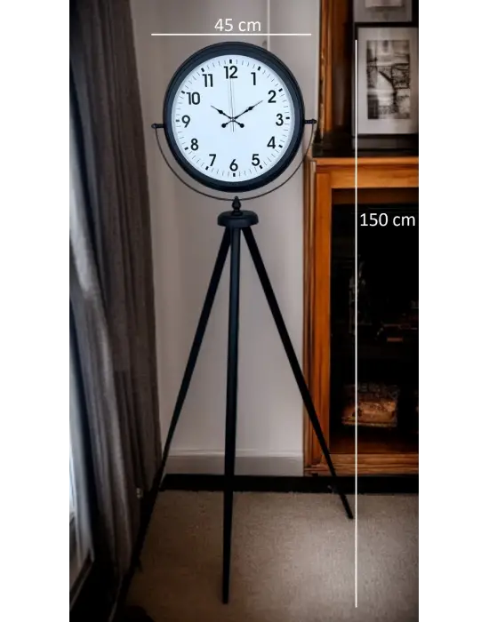 Siyah Tripod Ayaklı Dekoratif Saat