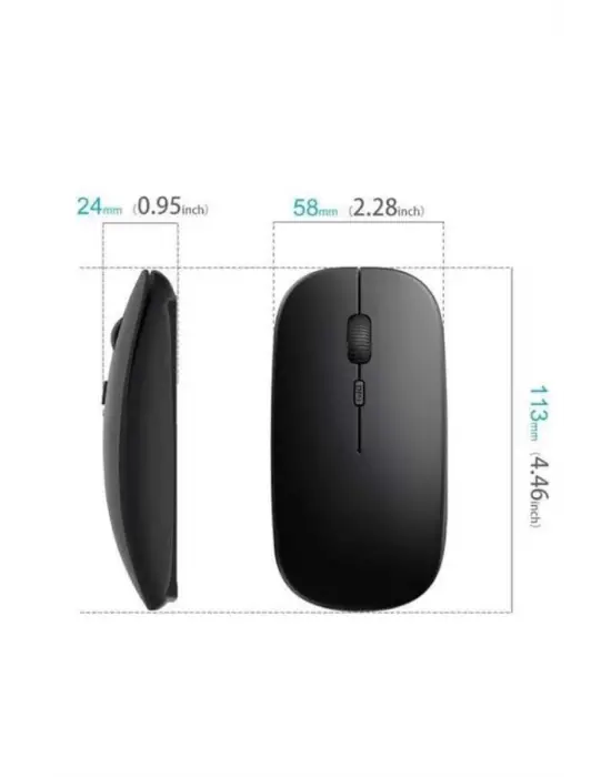 Siyah Wireless Kablosuz Sessiz Mouse Bluetooth Bağlantılı