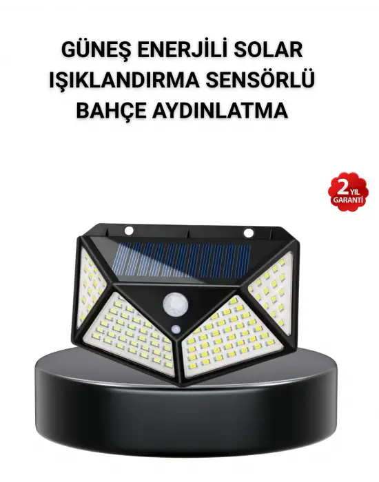 Solar Bahçe Lambası 100 Led Hareket Sensörlü Güneş Enerjili Aydınlatma