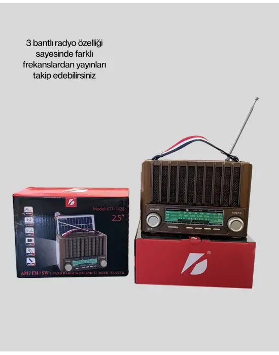 Solar Panel Şarjlı Taşınabilir Radyo Bluetooth Hoparlör Müzik Kutusu