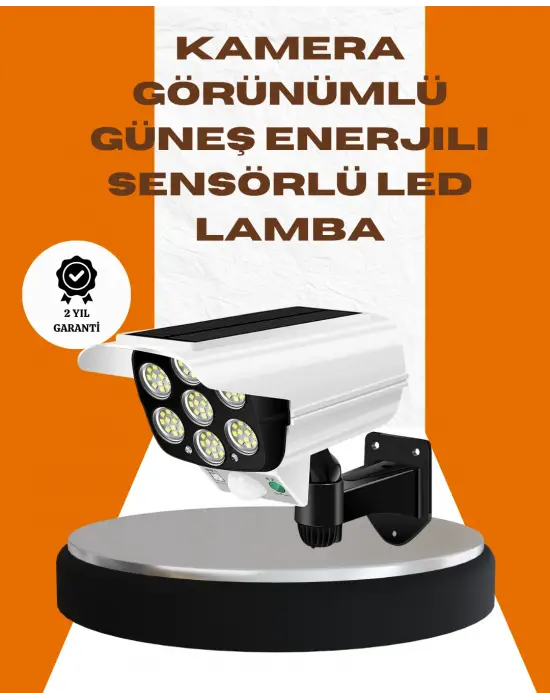 Solar Şarjlı Kamera Tasarımlı Led Duvar Lambası Hareket Sensörlü Dış Mekan Aydınlatma