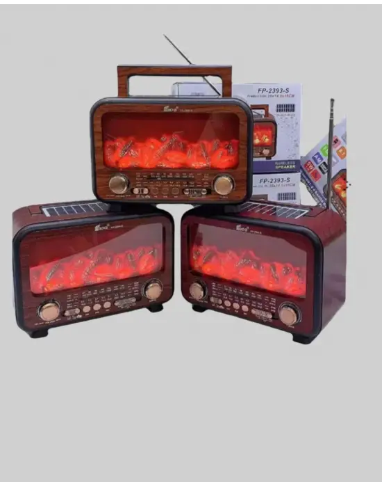 Şömine Alev Işıklı Solar Bluetooth Hoparlör – 7w Güçlü Ses, Fm Radyo