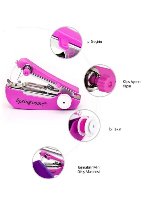 Spring Come Mini Kolay Seyehat ve Ev Tipi El Dikiş Dikme Makinası