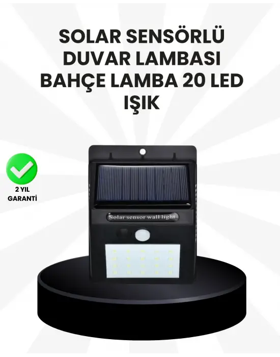 Su Geçirmez Ip65 20 Led Solar Sensörlü Bahçe Ve Veranda Aydınlatma