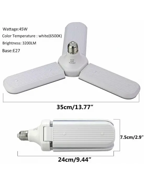 Sunlife Beyaz Işık 3 Pervaneli 45 Watt Tasarruflu