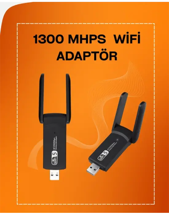 Tak-çalıştır Özellikli Çift Bant Wifi Adaptör – 1200 Mbps