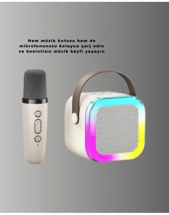 Taşınabilir Karaoke Mikrofon Seti Bluetooth Hoparlörlü