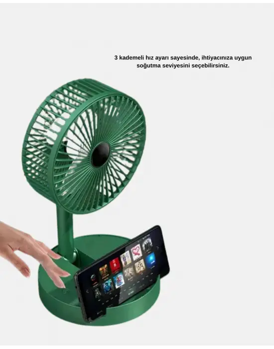 Taşınabilir Katlanabilir Mini Fan 3 Kademeli Şarj Edilebilir