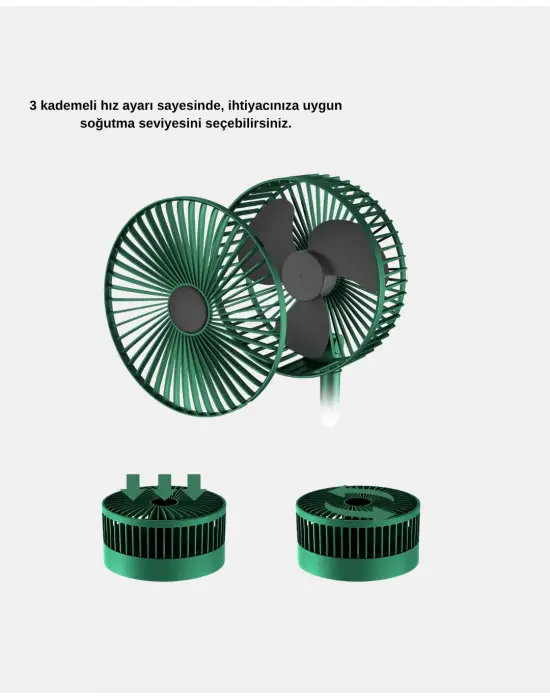 Taşınabilir Katlanabilir Mini Fan 3 Kademeli Şarj Edilebilir