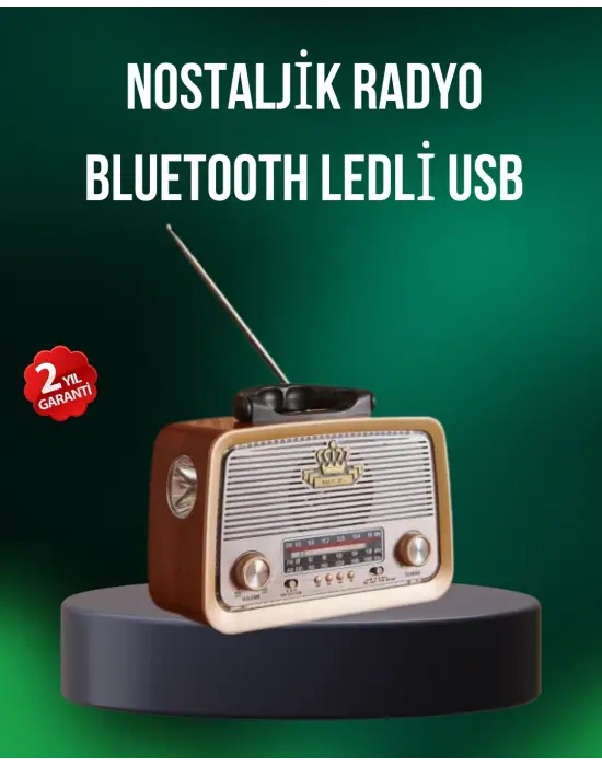 Taşınabilir Nostalji Radyo Bluetooth Usb Aux Girişli