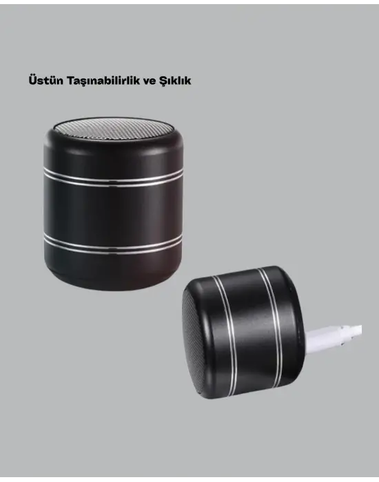 Taşınabilir Silindir Tasarım Bluetooth 5.0 Hoparlör Yüksek Bas Performanslı