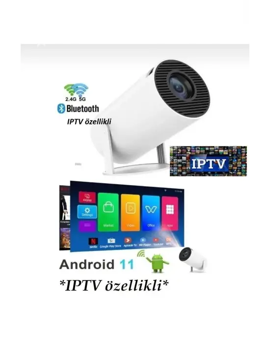 Taşınabilir Sinema Projektörü Pro Telefon Destekli Android 11 Akıllı Projeksiyon