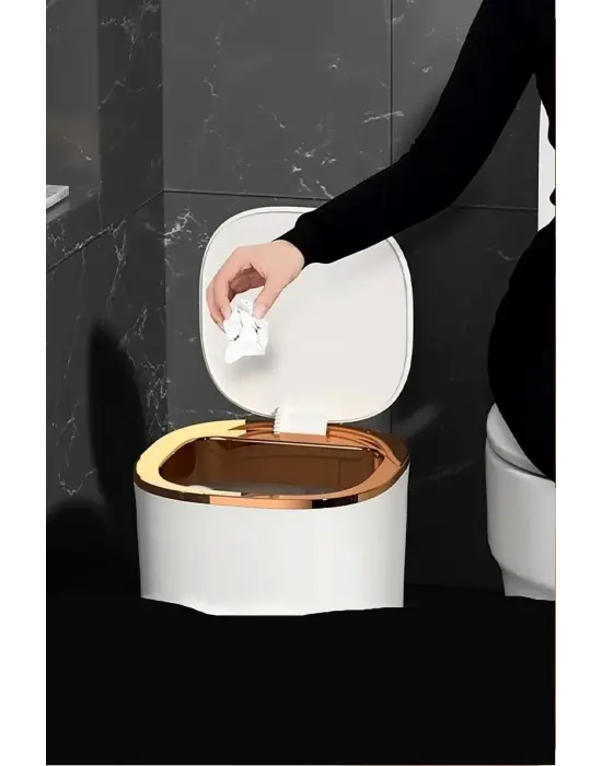 Teknolojik Çöp Kutusu Otomatik Aç Kapat Sensörlü Mutfak Banyo Ev Ofis Piller Dahildir