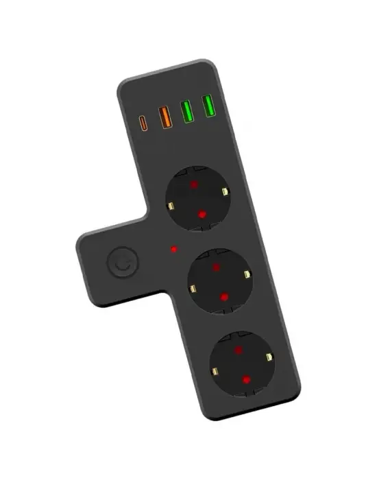 Termal Akım Korumalı 3 Adet Soket,3 Adet Usb Ve 1 Adet Type-c Girişli 20w Priz Model 3397
